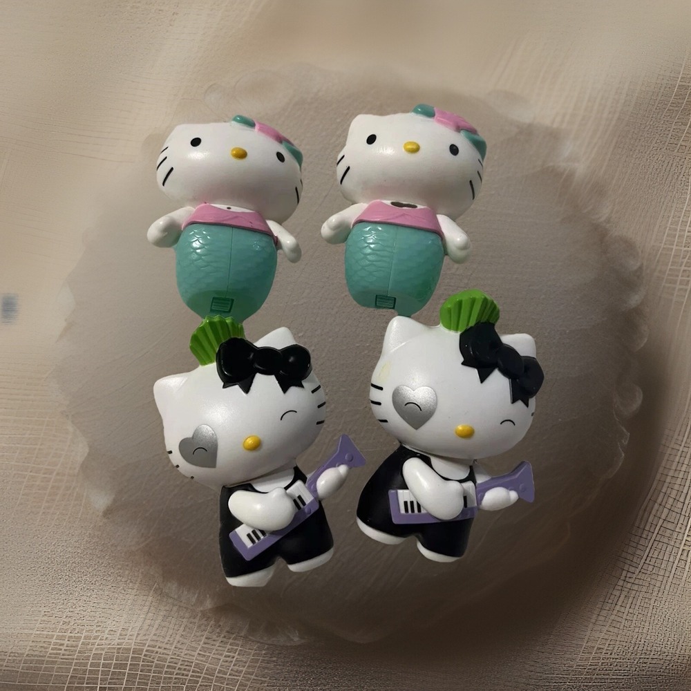 Sanrio Hello Kitty 2019 McDonald's Toys 2 Mermaids and 2 Rock & Rock 4 Set 3.25"